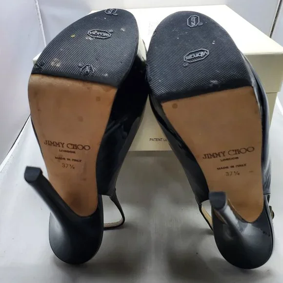 Jimmy Choo peep toe platform shoes sling back buckle fastenings Black 37…